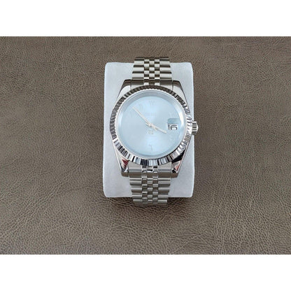 Seiko NH35 Datejust 39mm Ice Blue Arabic Dial | White Indices | Fluted Bezel - Brazilian Shop