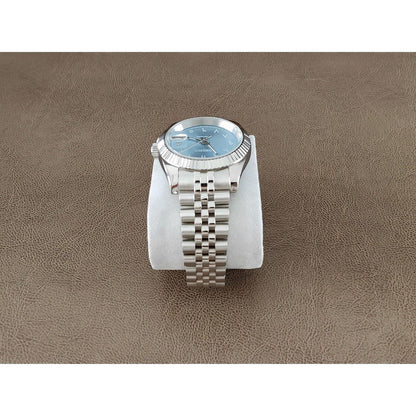 Seiko NH35 Datejust 39mm Ice Blue Arabic Dial | White Indices | Fluted Bezel - Brazilian Shop