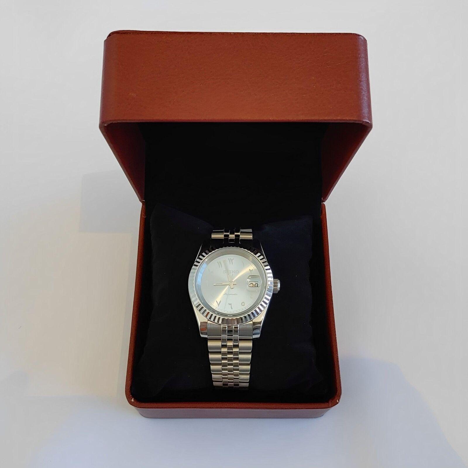 Seiko NH35 Datejust 39mm Platinum Ice Blue Arabic Dial | Fluted Bezel | Jubilee - Brazilian Shop