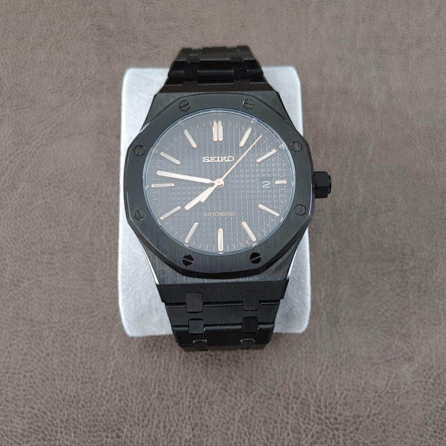 Seiko NH35 Royal Oak 41mm Black And Rose Gold - Brazilian Shop