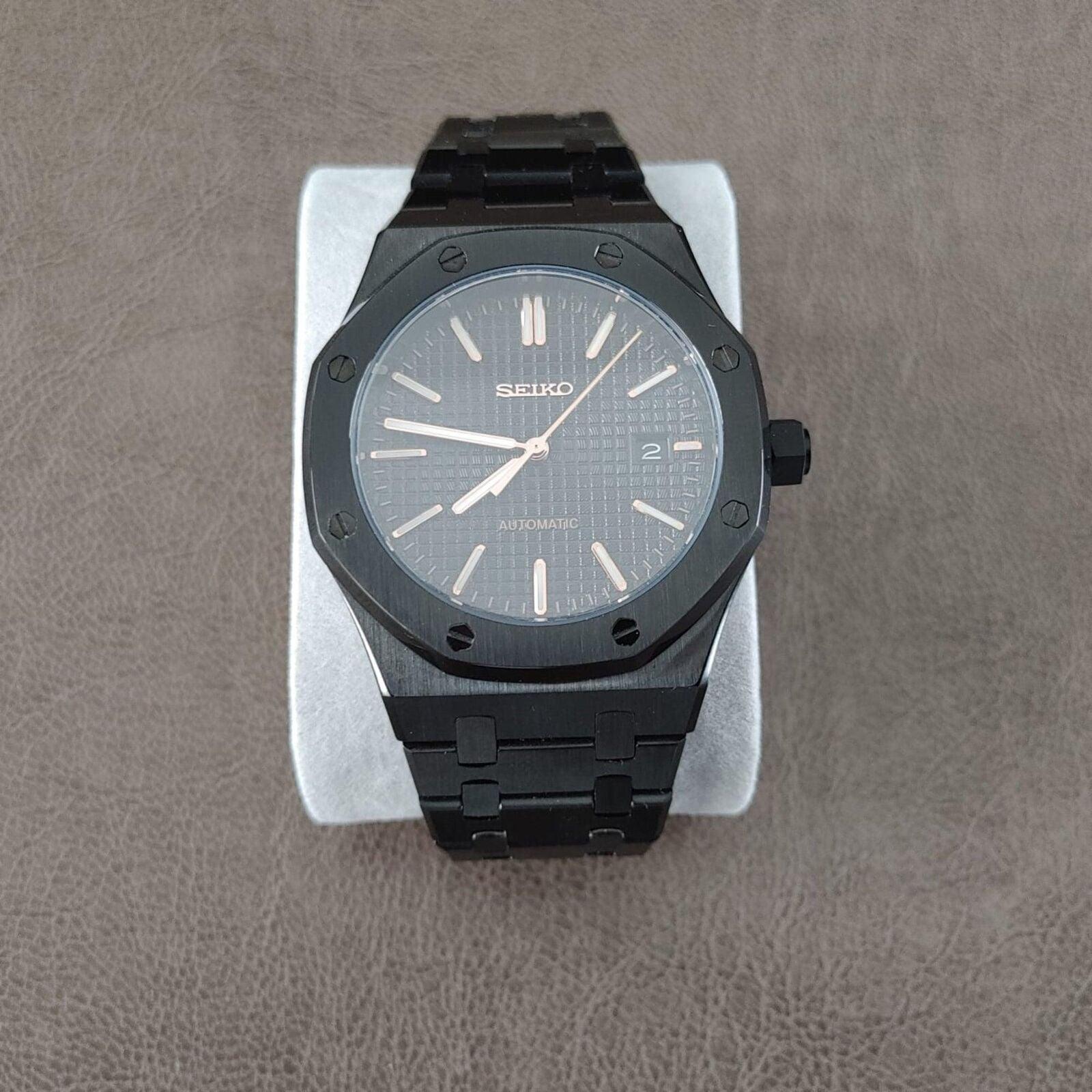 Seiko NH35 Royal Oak 41mm Black And Rose Gold - Brazilian Shop