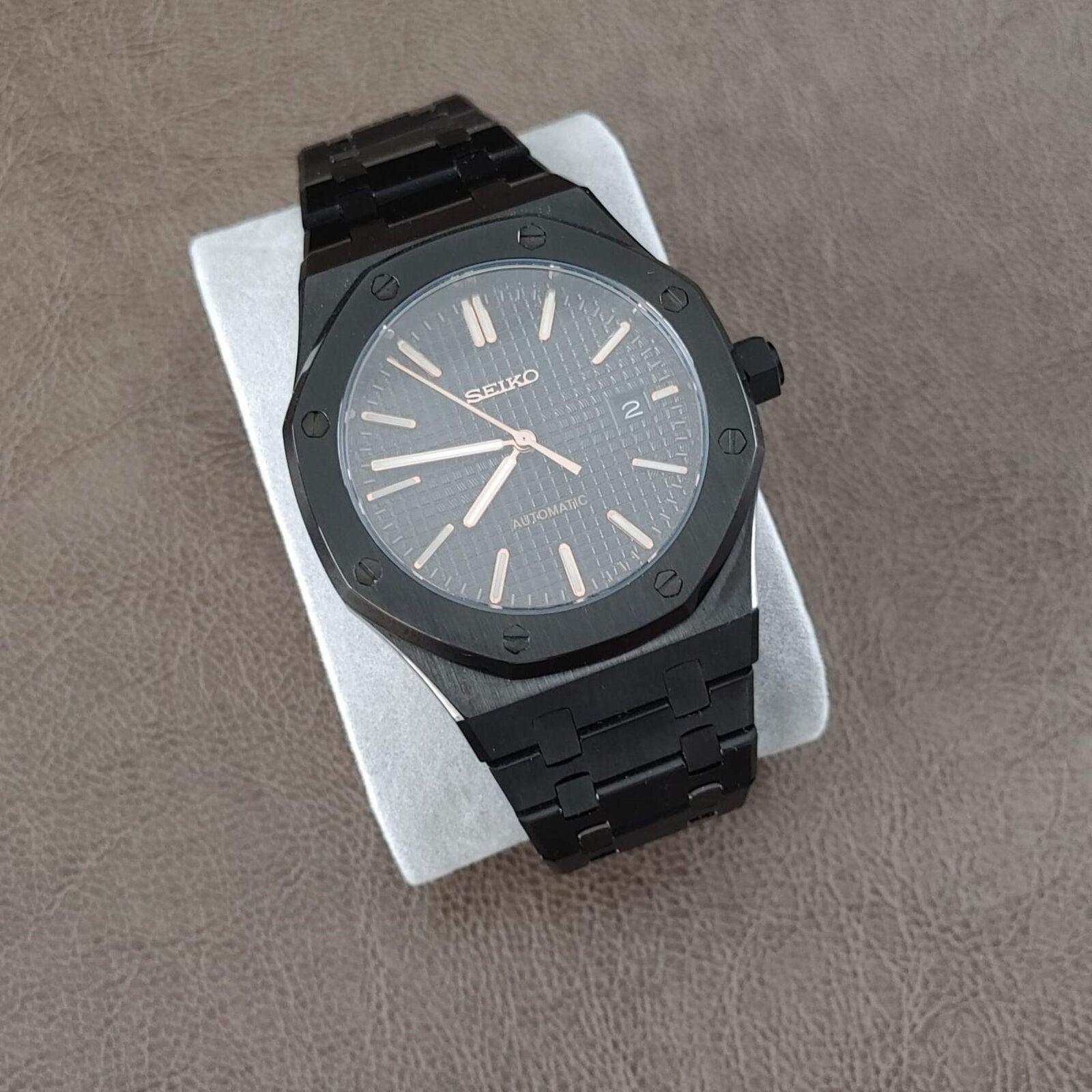 Seiko NH35 Royal Oak 41mm Black And Rose Gold - Brazilian Shop