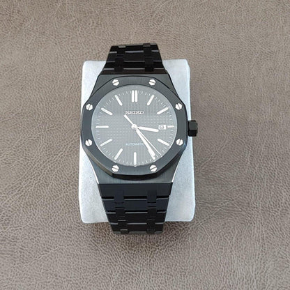 Seiko NH35 Royal Oak 41mm Black And Silver - Brazilian Shop