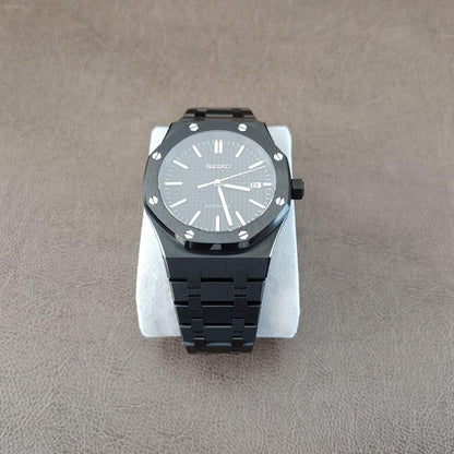 Seiko NH35 Royal Oak 41mm Black And Silver - Brazilian Shop