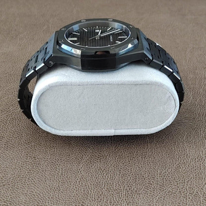 Seiko NH35 Royal Oak 41mm Black And Silver - Brazilian Shop