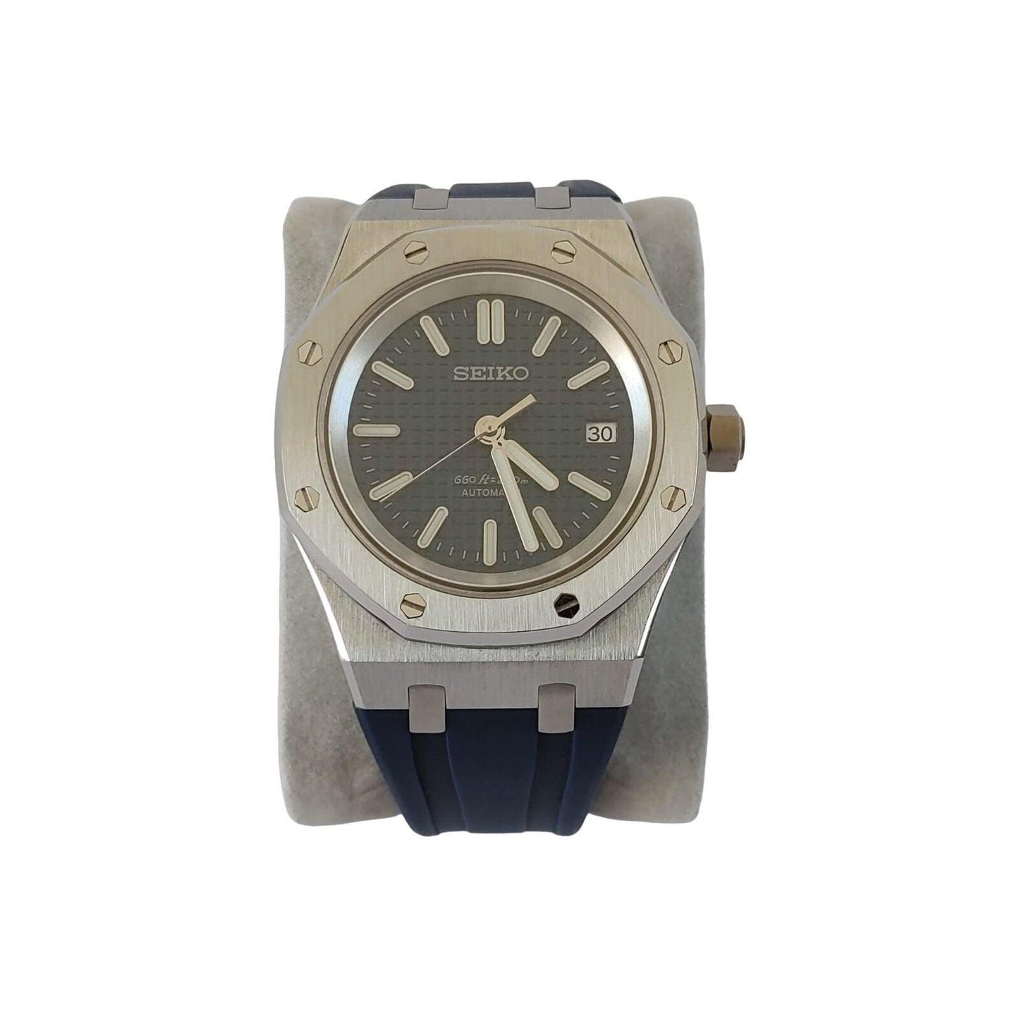 Seiko NH35 Royal Oak 41mm Navy Blue | Rubber Strap - Brazilian Shop