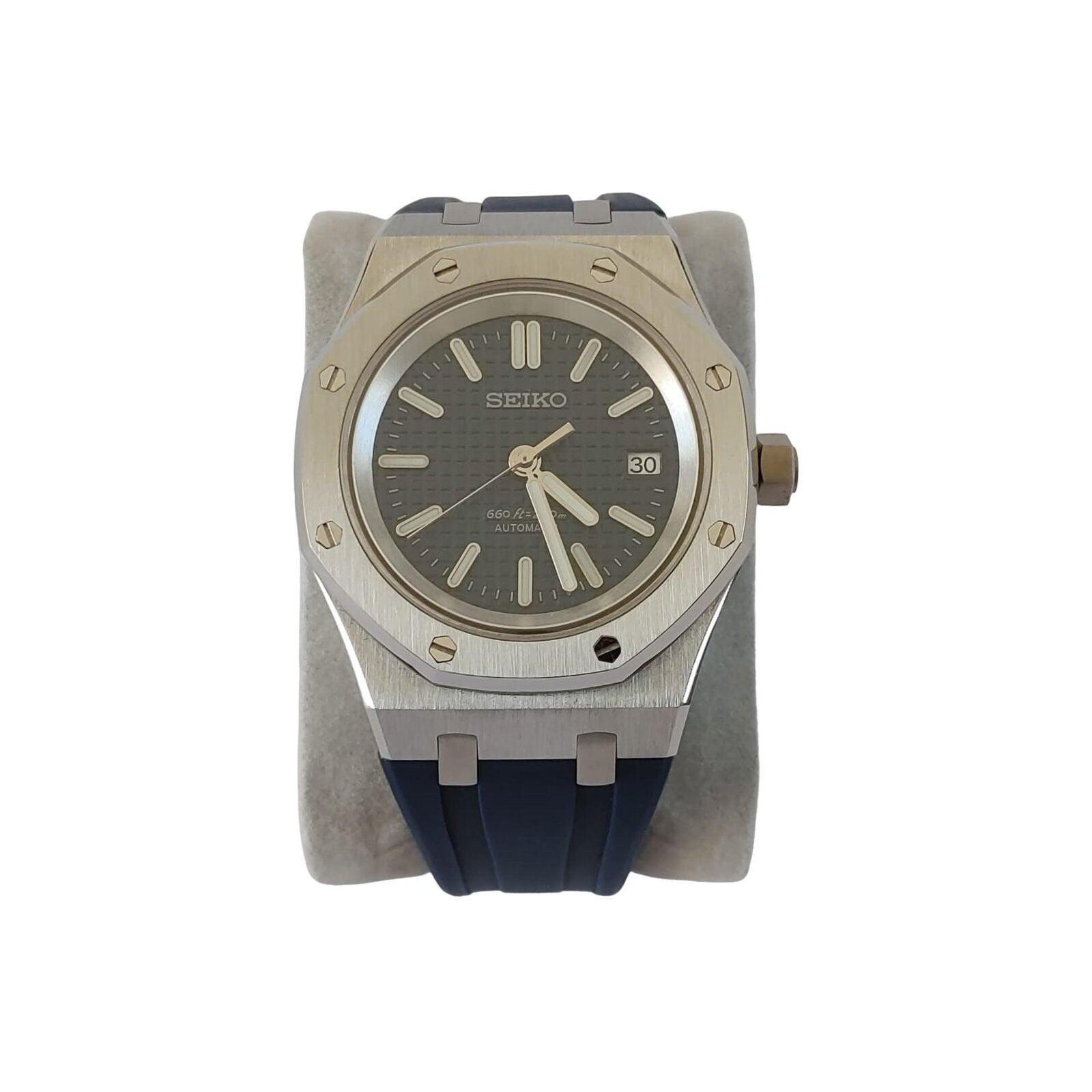 Seiko NH35 Royal Oak 41mm Navy Blue | Rubber Strap - Brazilian Shop