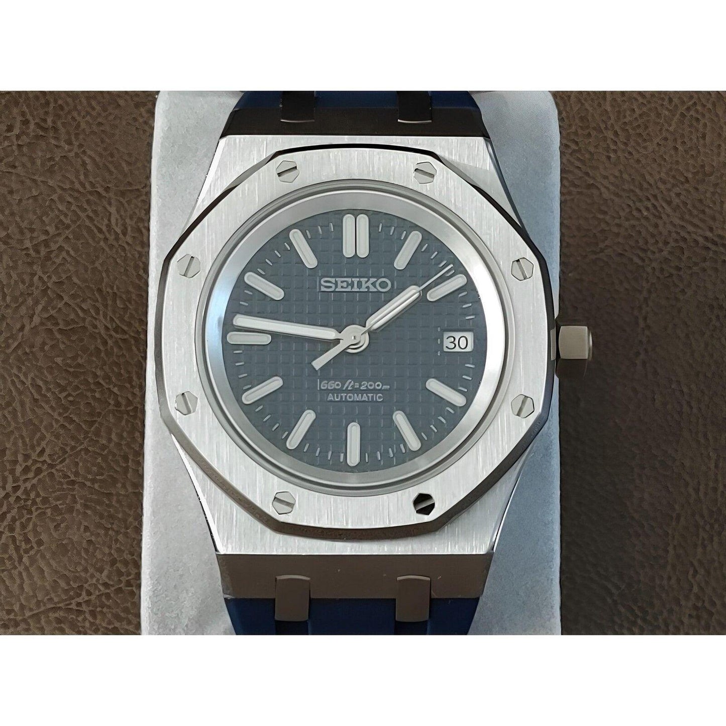 Seiko NH35 Royal Oak 41mm Navy Blue | Rubber Strap - Brazilian Shop
