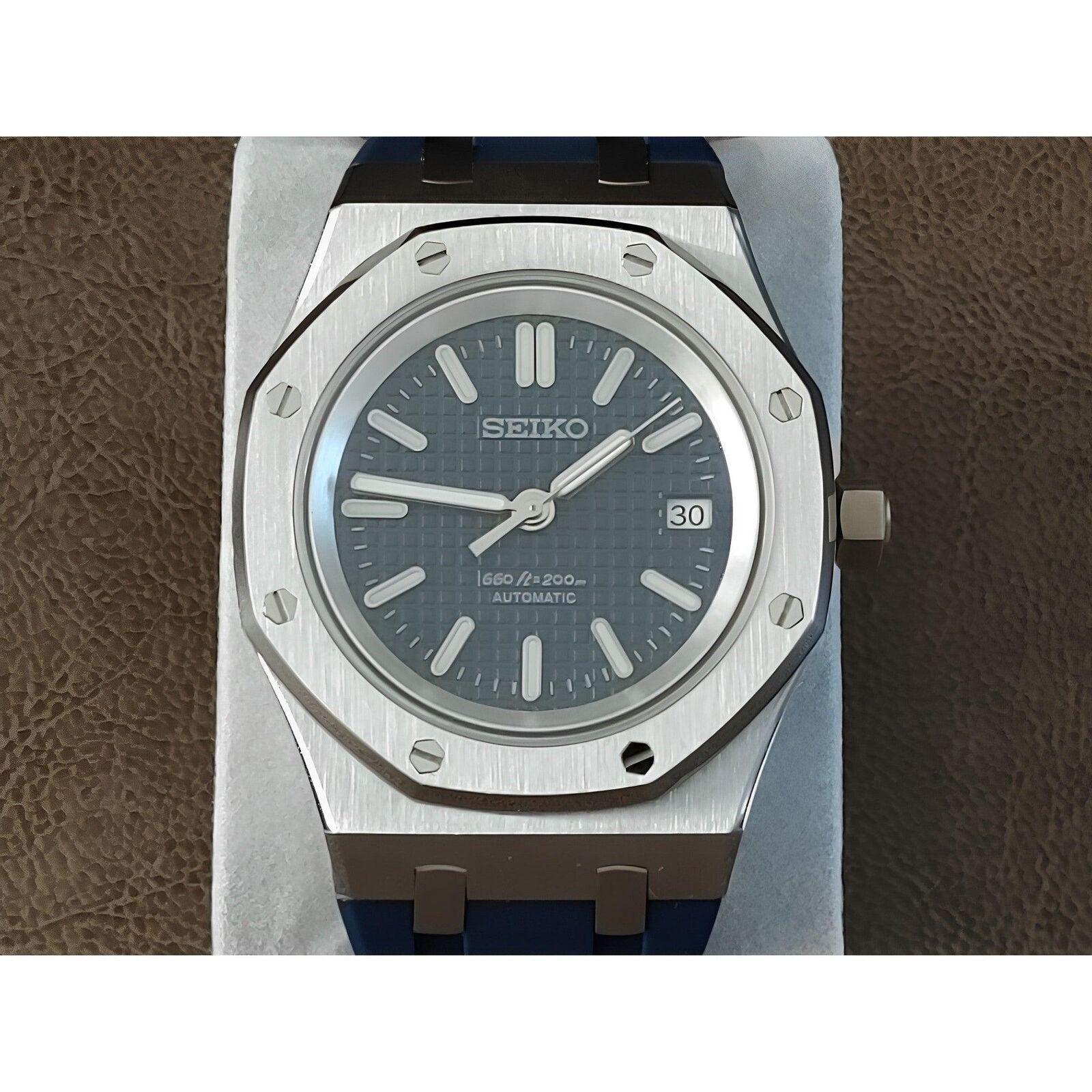 Seiko NH35 Royal Oak 41mm Navy Blue | Rubber Strap - Brazilian Shop