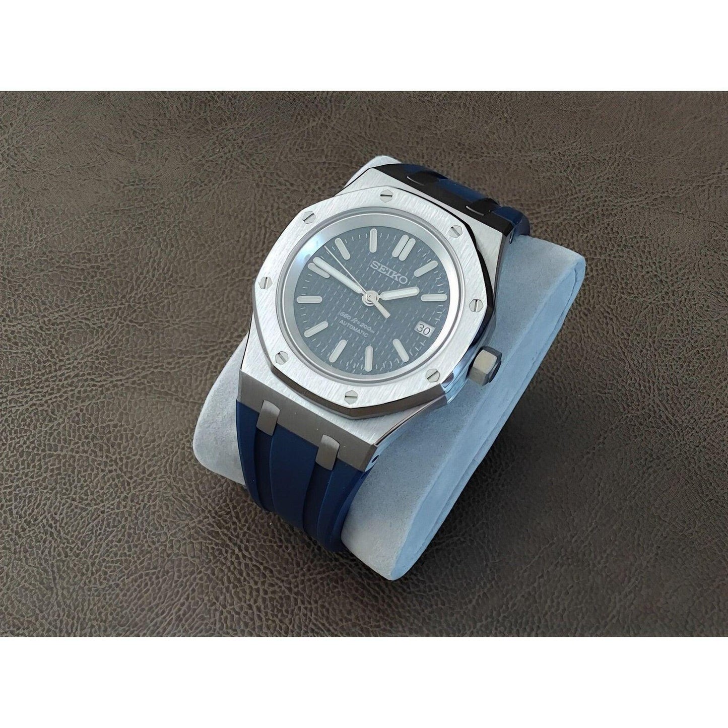 Seiko NH35 Royal Oak 41mm Navy Blue | Rubber Strap - Brazilian Shop