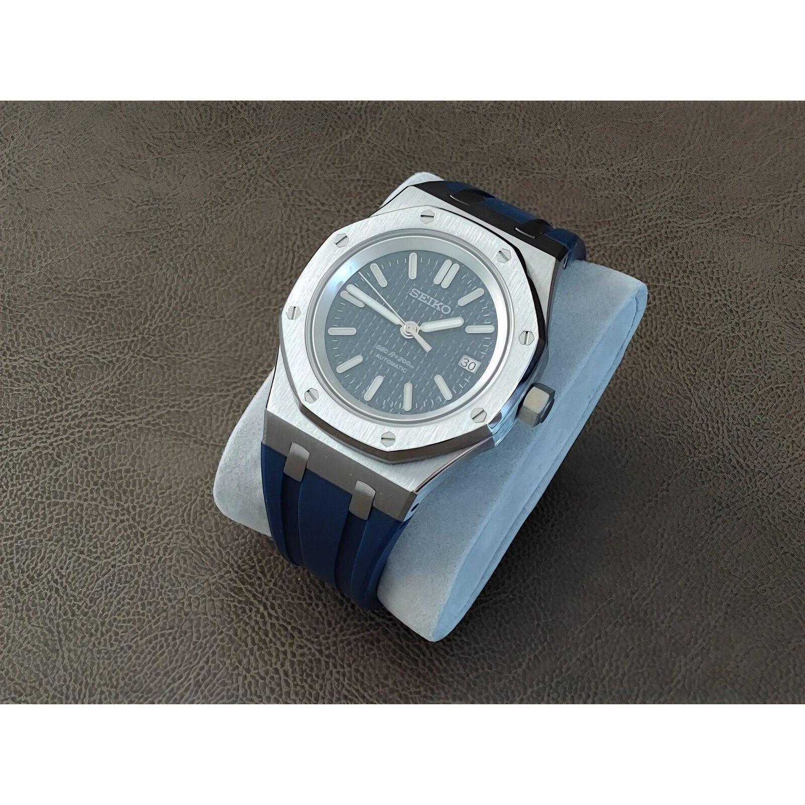 Seiko NH35 Royal Oak 41mm Navy Blue | Rubber Strap - Brazilian Shop