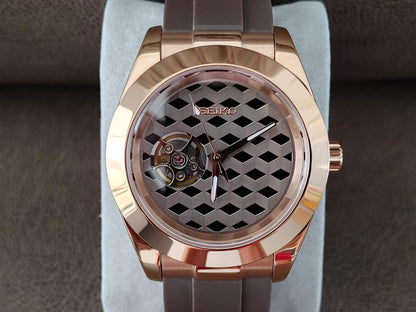 Seiko NH38 Hemicube Guilloche - Exclusive Dial from Lucius Atelier - Brazilian Shop