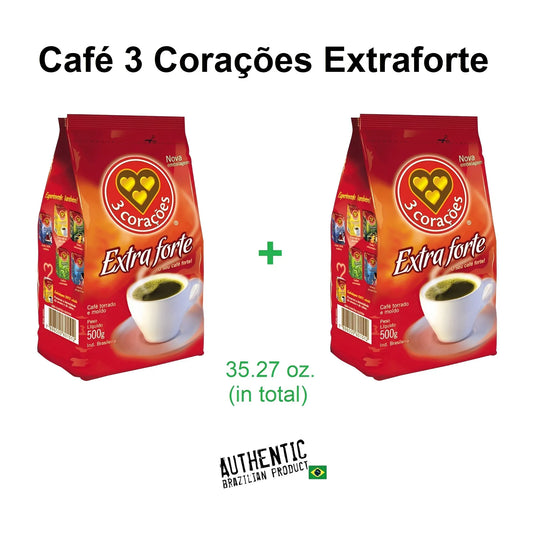 Café extra fuerte 3 Coracoes 17,64 oz (paquete de 2)