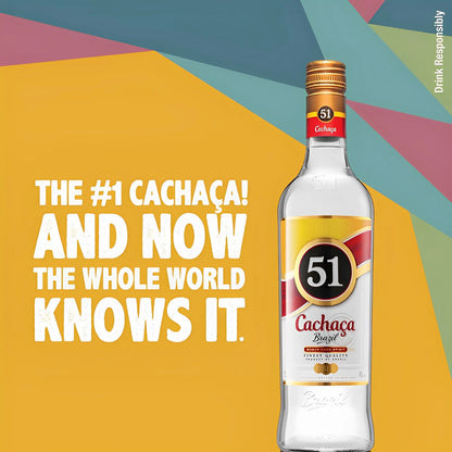 Cachaça 51 Export Model 700ml 38% vol. (ABV 38%) | Autêntica Cachaça Brasileira | Qualidade Superior