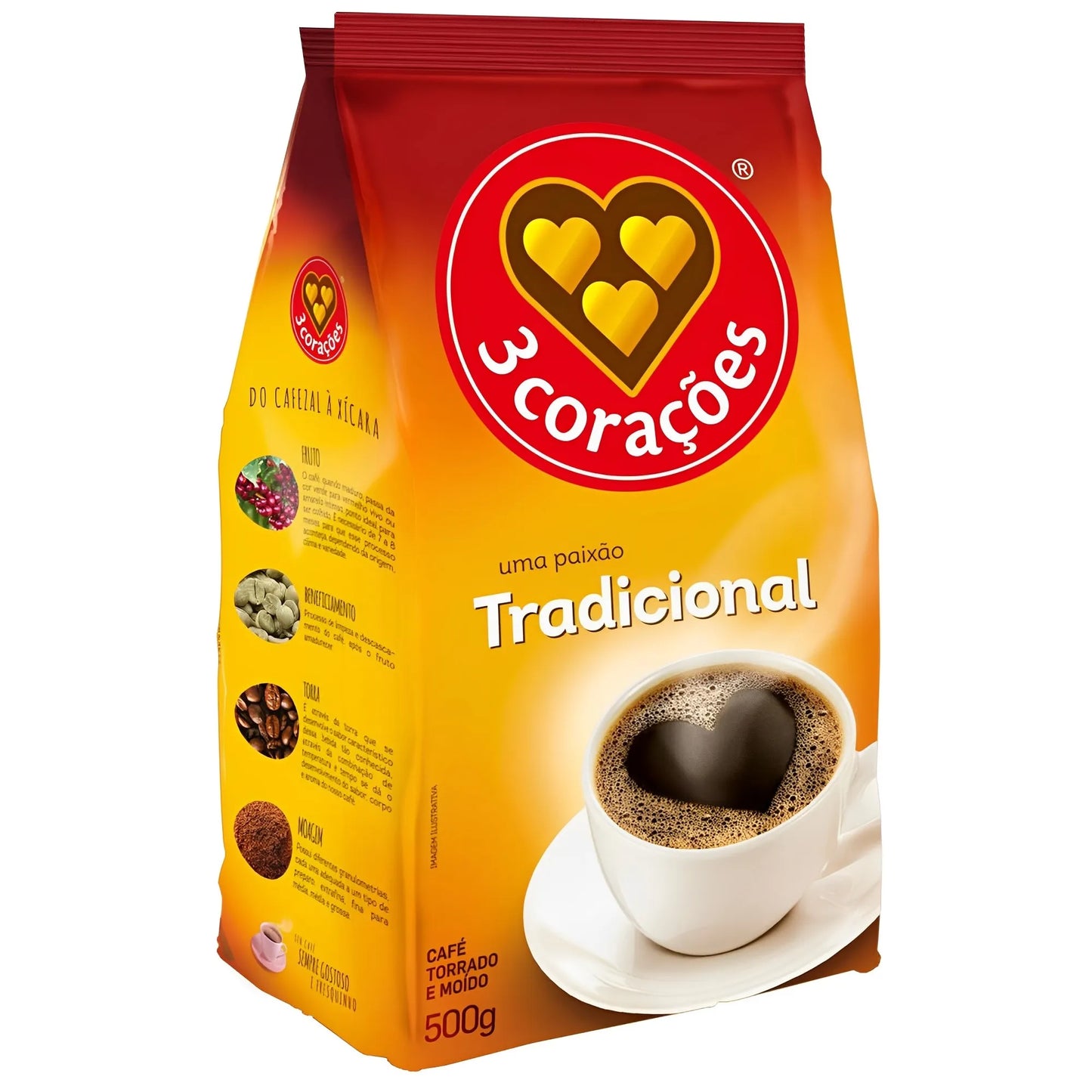 Café tradicional 3 Coracoes 500 ml - Paquete de 2
