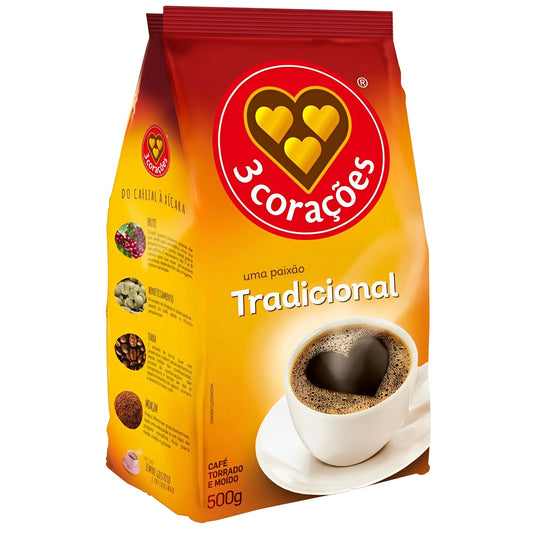Café tradicional 3 Coracoes 500 ml - Paquete de 2