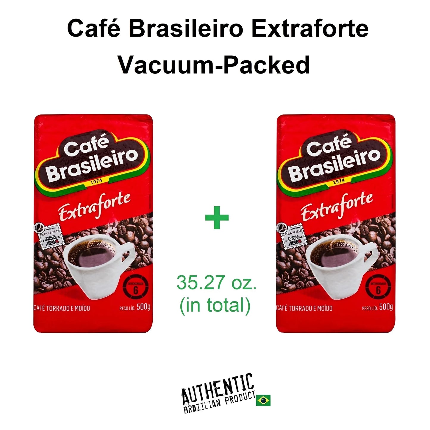 Café Brasileiro Extra Strong – Vacuum-Packed Coffee 17.64 oz (Pack of 2)