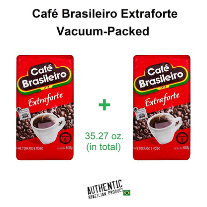 Café Brasileiro Extra Strong – Vacuum-Packed Coffee 17.64 oz (Pack of 2)