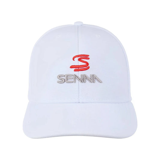 Boné Ayrton Senna Logo Branco Autêntico - Item Oficial