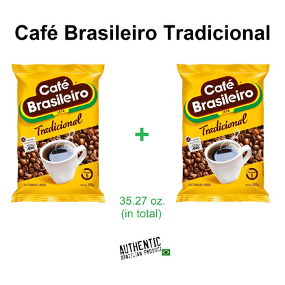 Cafe Brasileiro Traditional 17.64 oz (Pack of 2) - Authentic Brazilian Coffee
