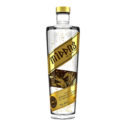 Cachaça Middas Clásica | Con copos de oro de 23 quilates | 700 ml 40 % vol. (40 % de alcohol)