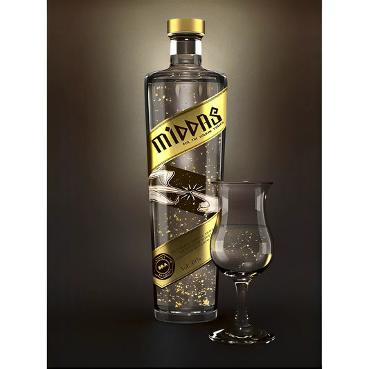 Cachaça Middas Clásica | Con copos de oro de 23 quilates | 700 ml 40 % vol. (40 % de alcohol)