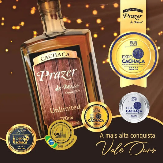 Prazer de Minas Ilimitado 700ml 39%vol. (ABV 39%) - Cachaca añeja premium brasileña