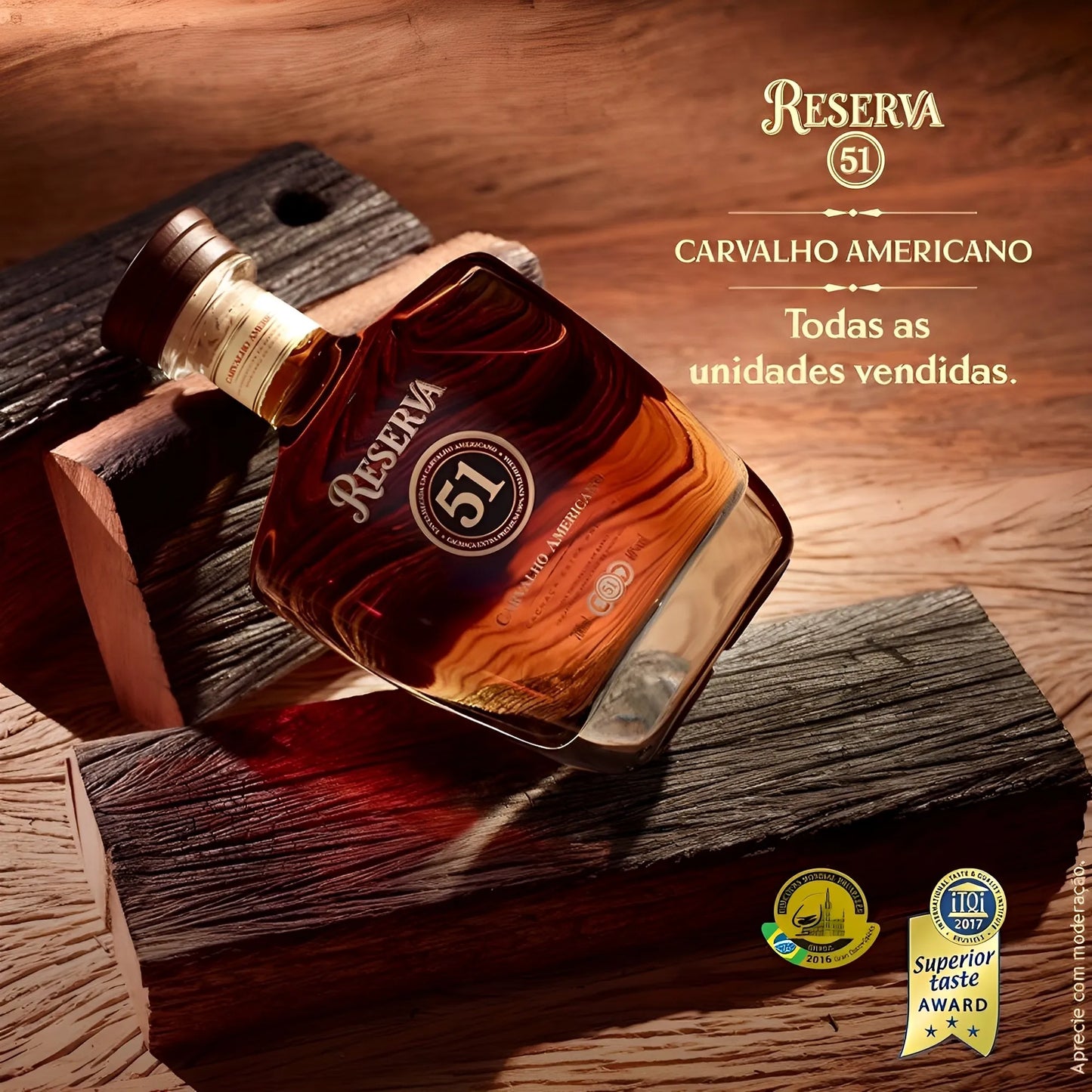 Reserva 51 American Oak 700ml 40% vol. (ABV 40%)  - Brazilian Extra Premium Cachaca