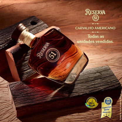 Reserva 51 American Oak 700ml 40% vol. (ABV 40%)  - Brazilian Extra Premium Cachaca