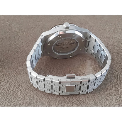 Seiko NH35 Frosted Royal Oak 41 mm, esfera blanca: un reloj elegante