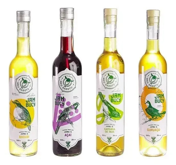 Kit Cachaca Jambucy 500ml 28% vol. (ABV 28%) | Acai | Cupuacu | Bacuri | Brazil Nut
