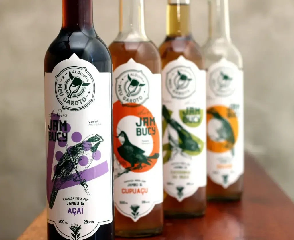 Kit Cachaca Jambucy 500ml 28% vol. (ABV 28%) | Acai | Cupuacu | Bacuri | Brazil Nut