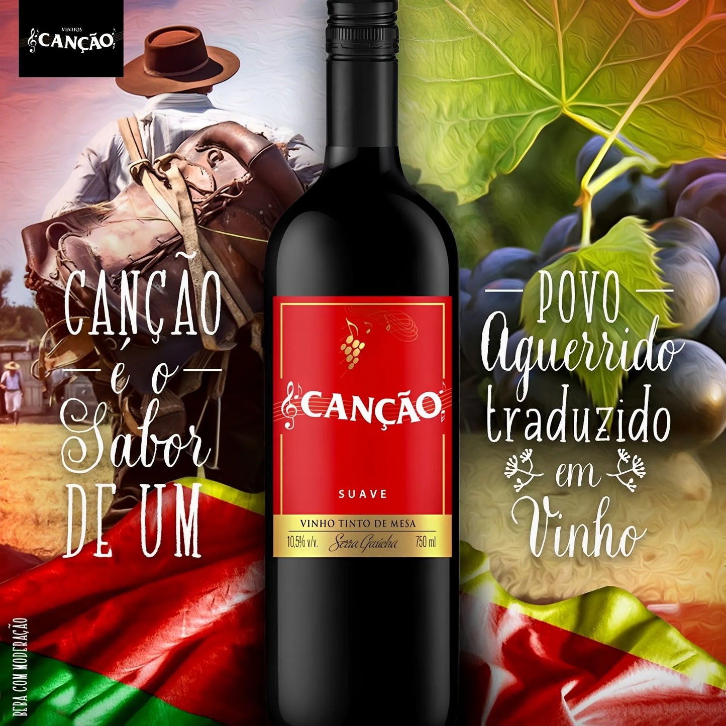 Canção Vinho Tinto Doce de Mesa 750ml 10,5% vol. (ABV 10,5%) Serra Gaucha - RS
