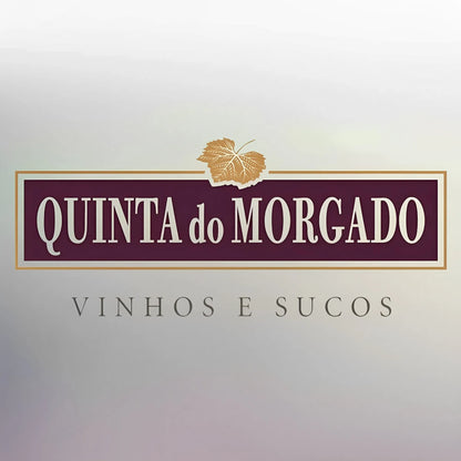 Burgundy background label with gold border featuring "Quinta do Morgado" in white serif text and a gold grapevine icon above