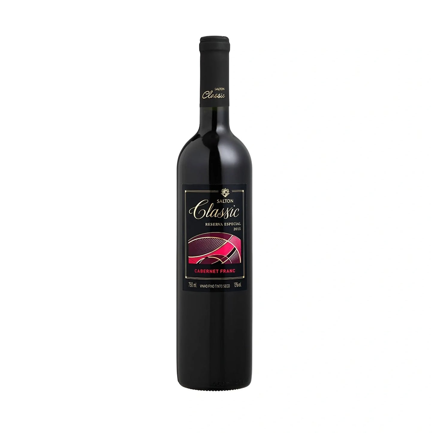 750ml bottle of Salton Classic Cabernet Franc dry red wine with black and red label.