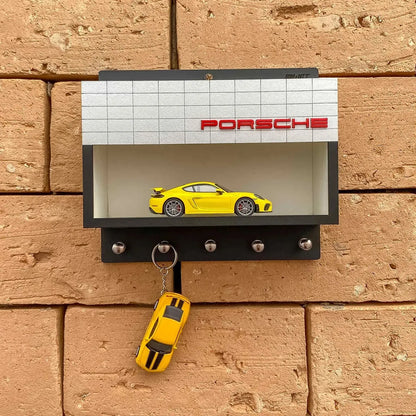 Porsche Wall Key Hook Rack - Scale Model Car Display Case