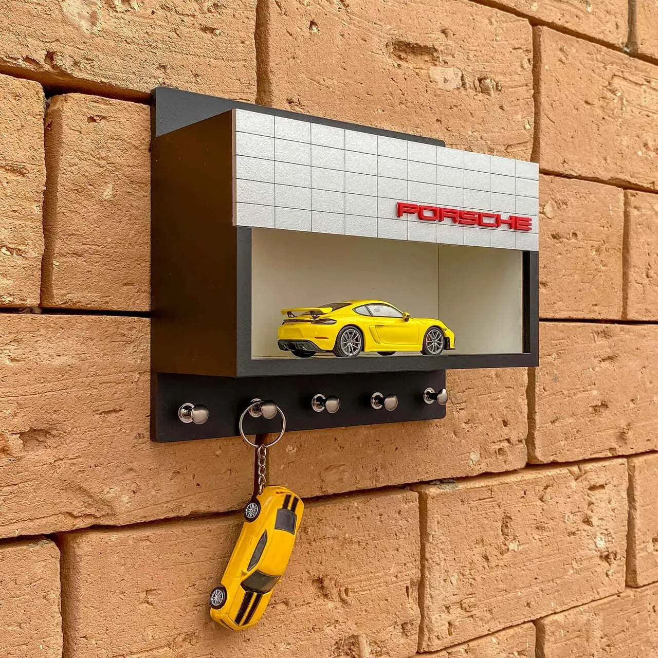 Porsche Wall Key Hook Rack - Scale Model Car Display Case