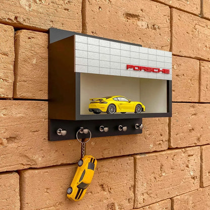 Porsche Wall Key Hook Rack - Scale Model Car Display Case