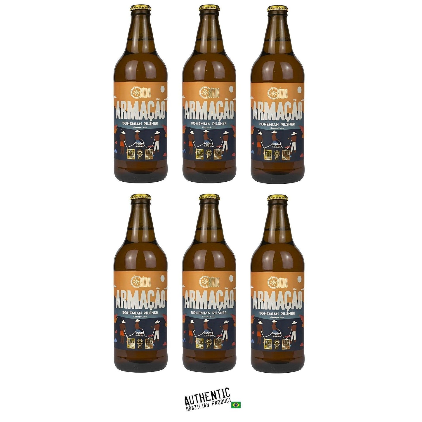 Búzios Armação Bohemian Pilsner Brazilian Craft Beer 20.28 fl. oz. (Pack of 6) - Brazilian Shop