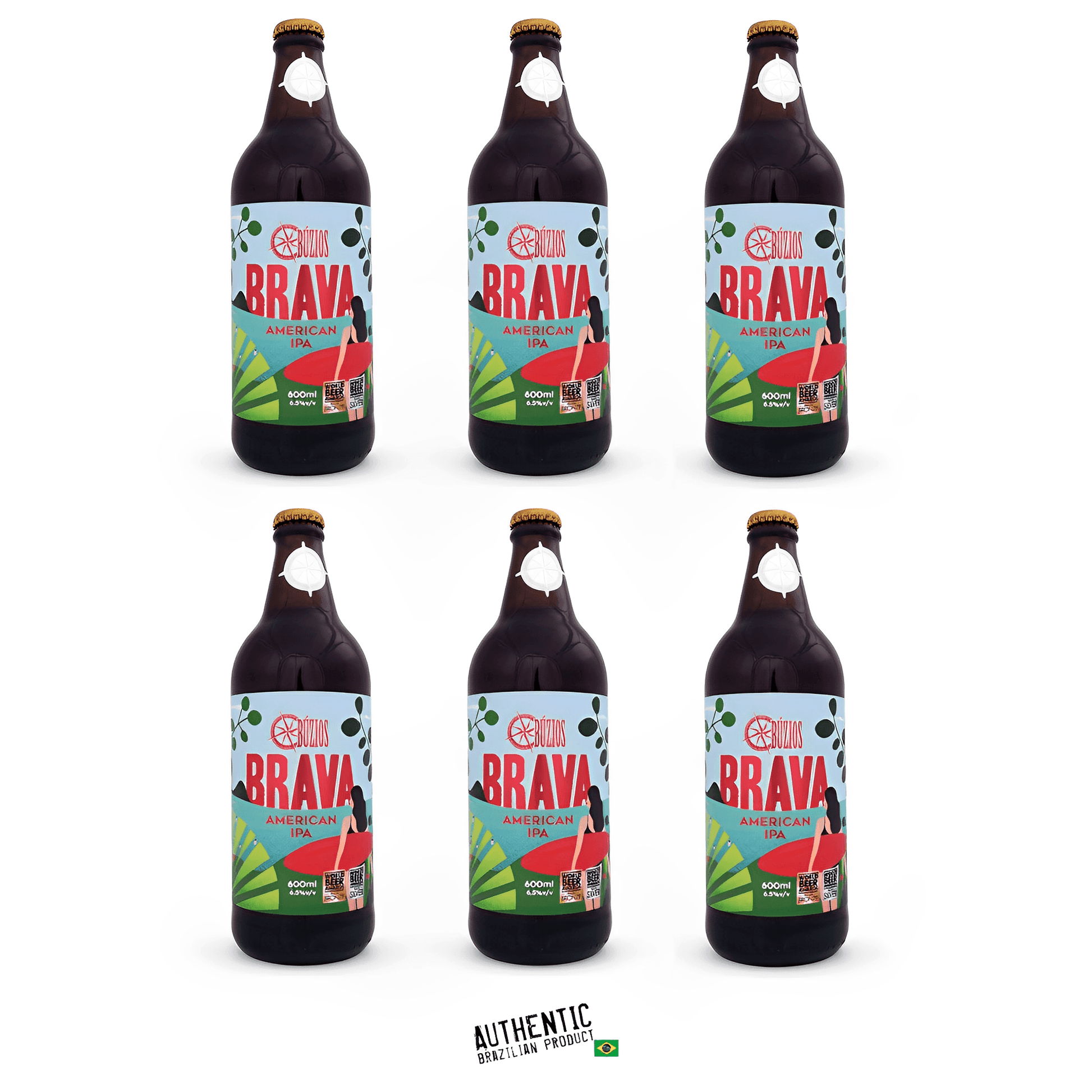 Búzios Brava American IPA Brazilian Craft Beer 20.28 fl. oz. (Pack of 6) - Brazilian Shop