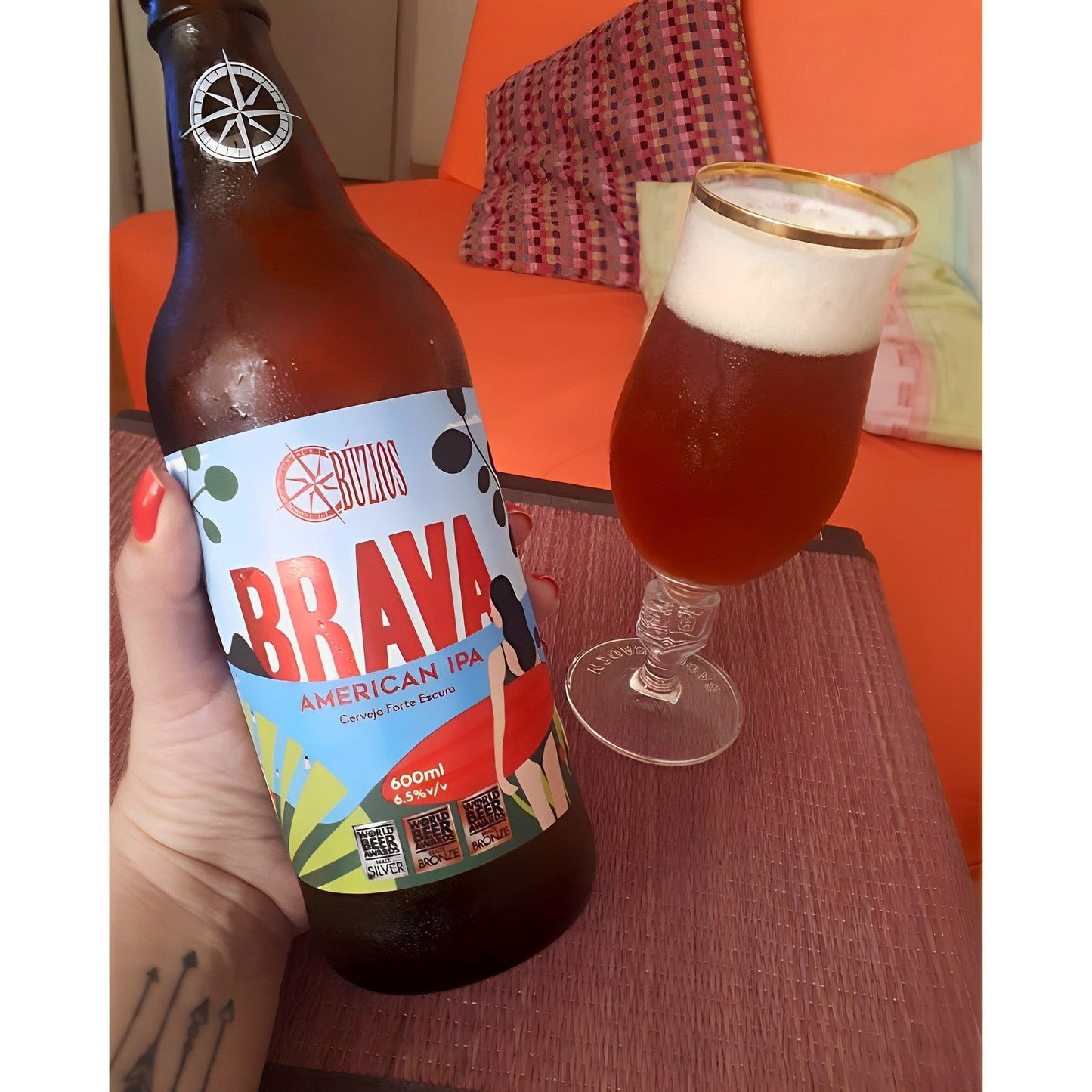 Búzios Brava American IPA Brazilian Craft Beer 20.28 fl. oz. (Pack of 6) - Brazilian Shop