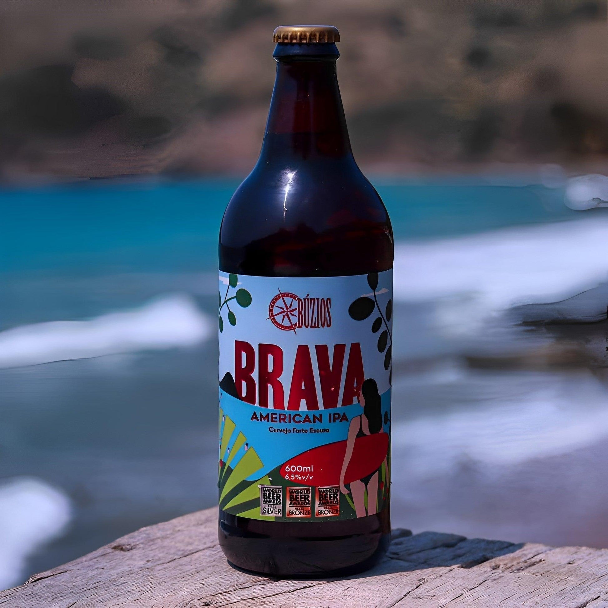 Búzios Brava American IPA Brazilian Craft Beer 20.28 fl. oz. (Pack of 6) - Brazilian Shop