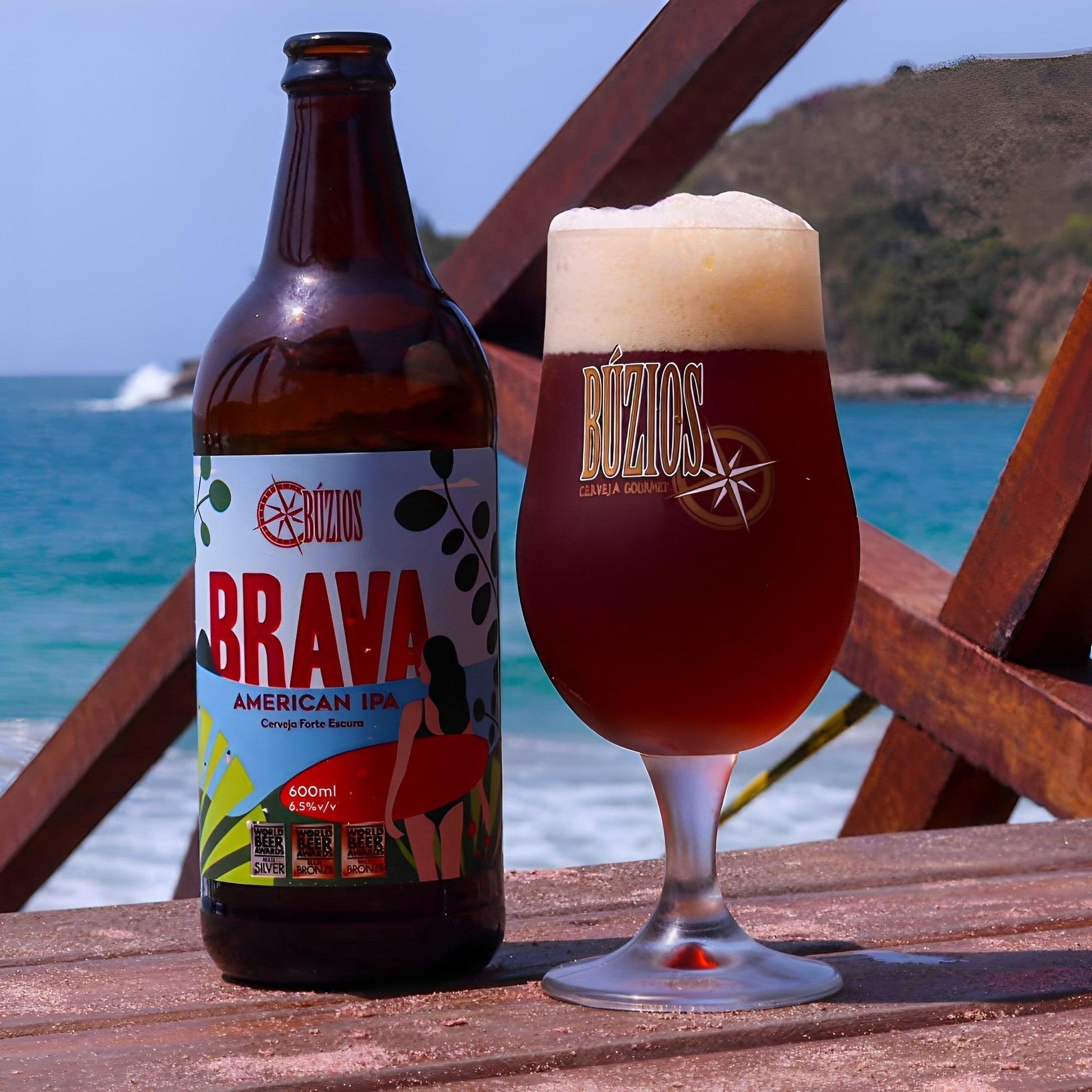 Búzios Brava American IPA Brazilian Craft Beer 20.28 fl. oz. (Pack of 6) - Brazilian Shop