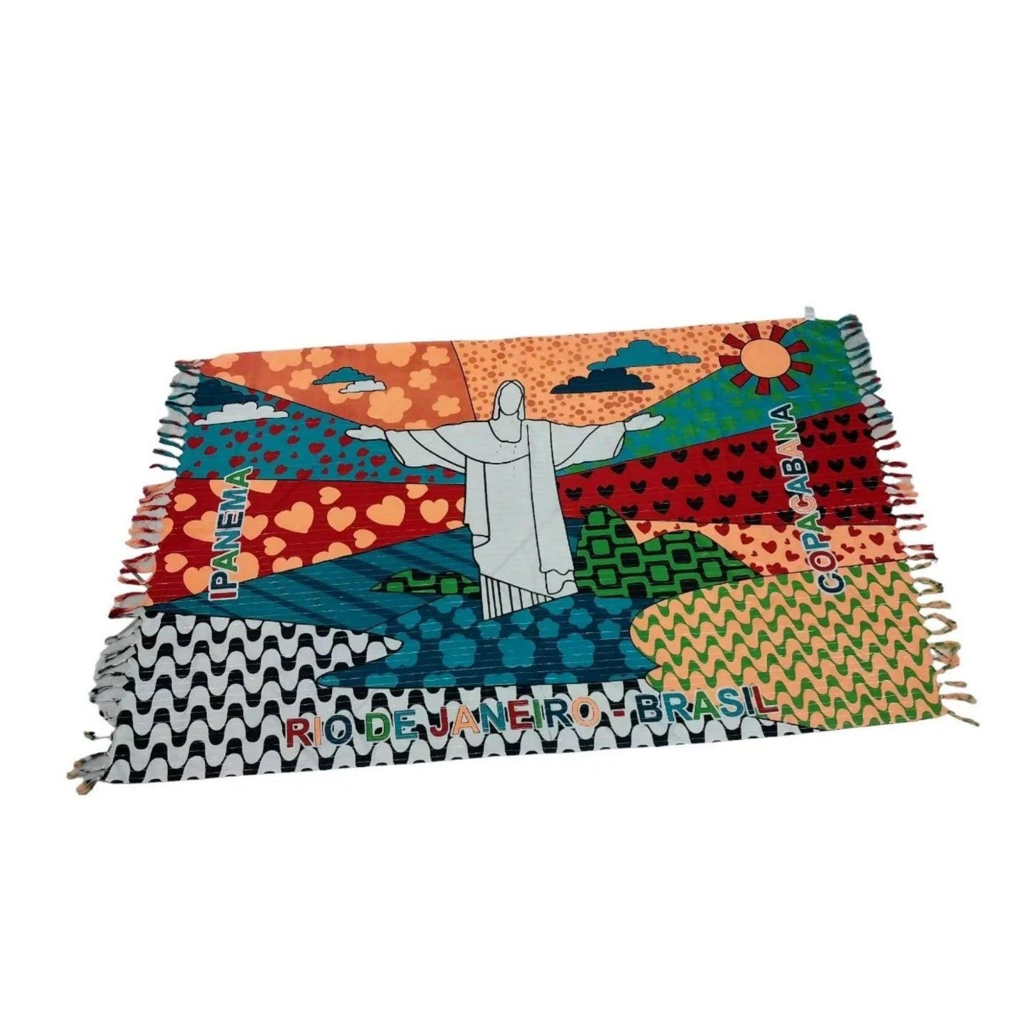 Canga Brazilian Beach Towel Cristo Rio de Janeiro Romero Britto - Brazilian Shop