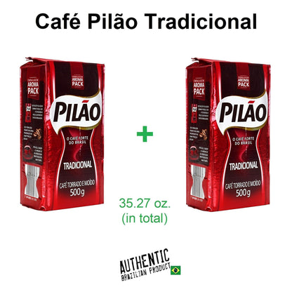 Pilao Traditional Coffee Vacuum-Sealed 17.64 oz (Pack of 2) - Brazilian Shop